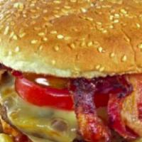 Bingo 1/4 Bacon Burger · 1/4 bacon burger on blain bun.