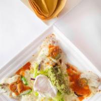 Sol Ranchero · Nachos and quesadillas topped with melted Mexican cheese, jalapenos, guacamole, sour cream a...