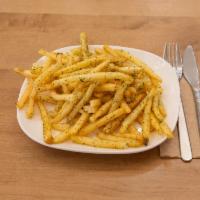Truffle Fries · Crispy french fries tossed with imported white truffle oil and dill
