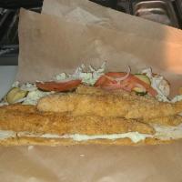 Fish 🐟 PoBoy · Southern Fried or Cajun Blackened Jack Salmon Fillets, Mayo, Onion, Tomato, Housemade Pickle...