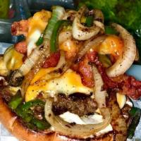 Boil Bar Burger Basket · Bacon cheese burger with onions, lettuce, tomatoes, pickles, mustard or mayo with buns toast...