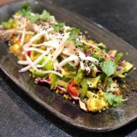Miguelito Special · stir-fried napa cabbage, tofu scramble, pulled mushrooms, ginger soy, toasted sesame, garnis...