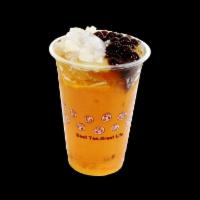Passion Fruit QQ Tea · Comes with 2 toppings: lychee jelly and tapioca.