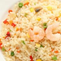 Shrimp Bokkum Bap · Korean stir-fry rice with shrimp, diced onions, carrots and scallion with oyster sauce or so...