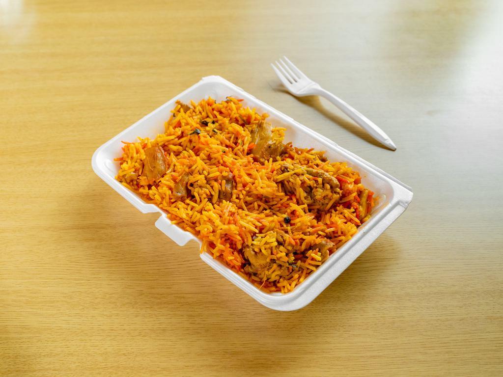 11. Biryani Platter · Basmati rice cooked with curried chicken meat with special herbs and spices.