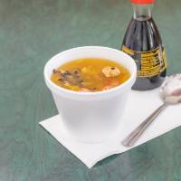Hot and Sour Soup · Soup that is both spicy and sour, typically flavored with hot pepper and vinegar. With pork ...