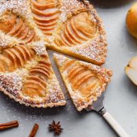 Fresh French Pear Tart Slice · This classic French poached pear tart is made with a sweet tart dough and filled with poache...