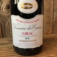 Lirac Domaine des Causses Rhone ·  Must be 21 to purchase. France. 750 ml. red wine, 14% ABV. 100% syrah. Nice deep red color....