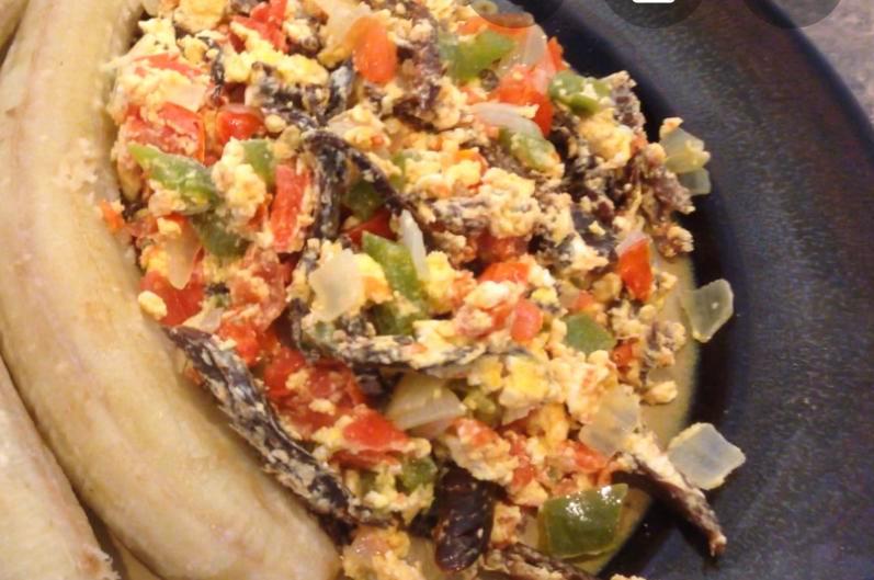 Herring with Eggs Breakfast Special · Cut all the vegetables peppers onions, make a sofrito with the Herring on it and shake couples eggs and put it when perfect cooked and here we go best for breakfast.