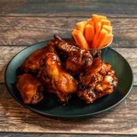 Ciros Wings · 6 chicken wings with a side of freshly cut french fries, celery, carrots and ranch dressing ...