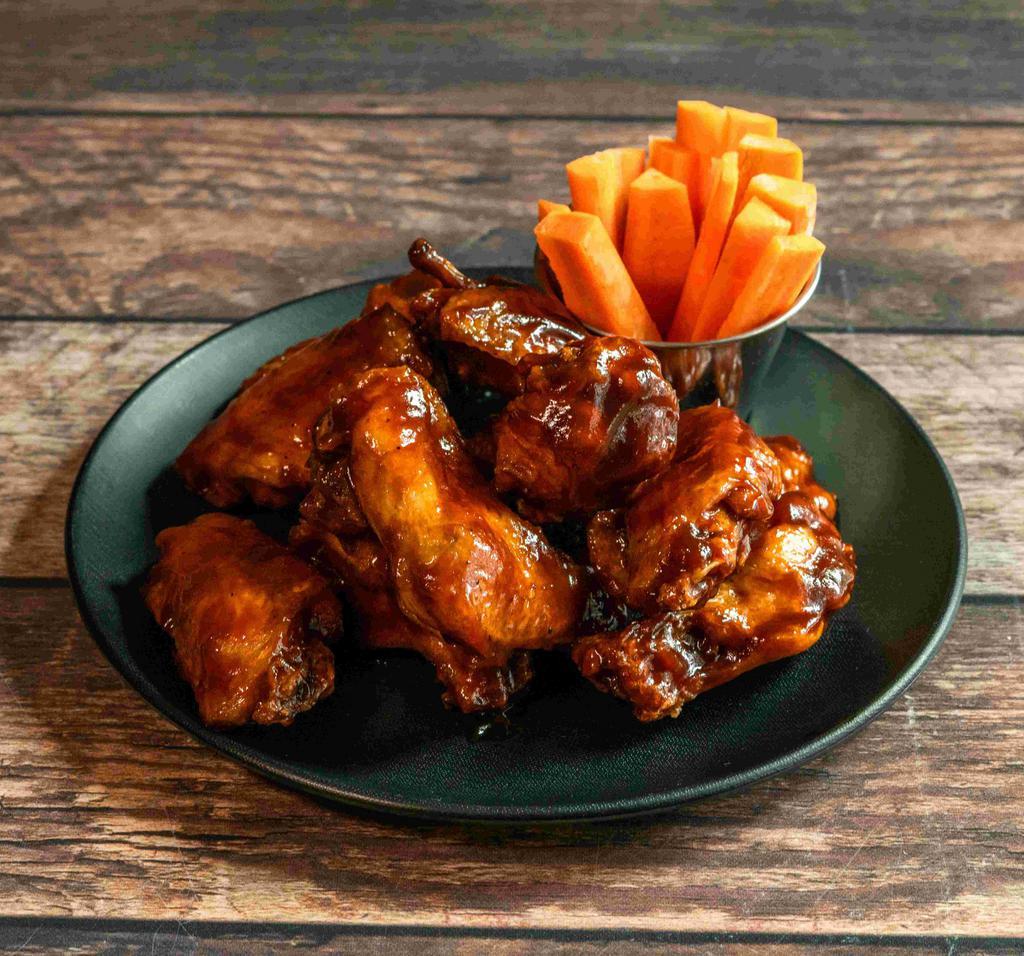 Ciros Wings · 6 chicken wings with a side of freshly cut french fries, celery, carrots and ranch dressing flavors.