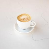 The Woods Latte · Organic maple syrup, nutmeg, sea salt, espresso, whole milk