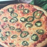 Hot Pepper Pizza · Freshly sliced jalapeno peppers with shredded cheese and our famous Singas pizza sauce.