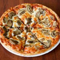 Mushroom Pizza · Sliced mushrooms with shredded cheese and our famous Singas pizza sauce.