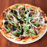 Special Pizza · Beef, pepperoni, ham, sweet Italian sausage, mushrooms, black olives, onions, green peppers ...
