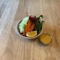Small House Salad · Lettuce, carrot, cucumber, beets. Gluten free. Nut free.
