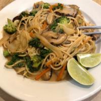Pad Thai Noodle · Choice of noodle with sauteed onion, carrot, broccoli, shiitake, cabbage, kale in homemade p...