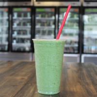 Greens with Envy Protein Shake · Water based, vanilla whey, banana, spinach and green apple aminos. Calories 244.