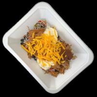 Turkey Enchilada · Seasoned barbacoa turkey over white rice topped with a perfect blend of queso and enchilada ...