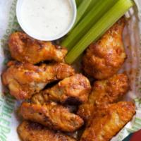 Hot Bone-in Wings · 8 wings with ranch or blue cheese.
