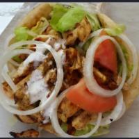 107. Chicken Gyro on Pita Bread Special · With french fries and soda. 