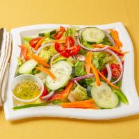 Garden Salad · Lettuce, tomato, cucumber, onion and olives.