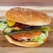 Fuller's Burger · American or Swiss cheese, smoked bacon, lettuce, tomato, pickles, and secret sauce.