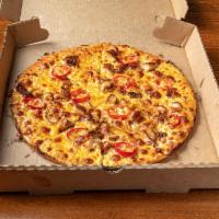 Hot Honey Pizza  · White sauce, franks red hot, fresno peppers, chicken cutlet, mikes hot honey.