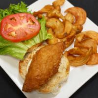 Cod Sandwich · Guinness beer-battered Cod on a toasted sourdough bun with lettuce, tomato, and mayo.  Serve...