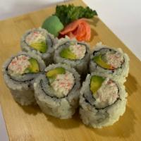 California Roll · Avocado, mayonnaise, crab meat, and cucumber.