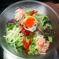 Hwae Dup Bap · Raw fish vegetables and rice with special hot spicy sauce.