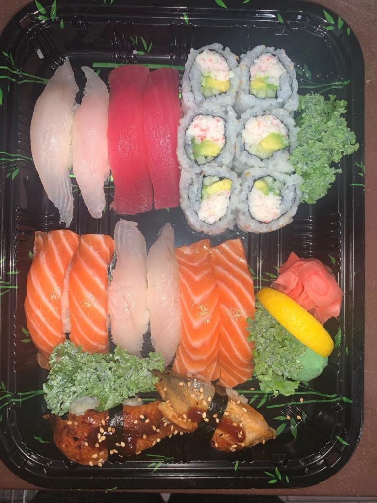 Regular Sushi B Combination · Nigiri 12 pieces and California roll. 18 pieces. 1 person.