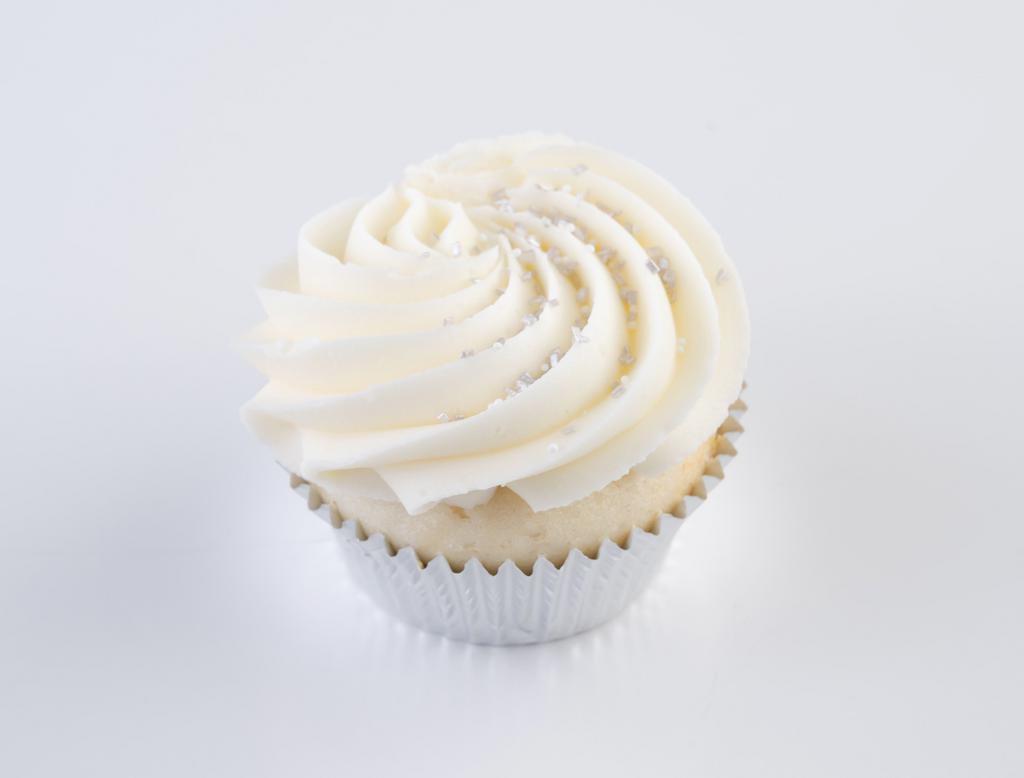 Wedding Cake Cupcake · White cake with almond buttercream.