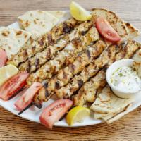 Pack of Skewers · Your choice of six skewers (chicken or pork), served with six pita breads, and six 2 oz cont...