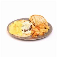 Greek Benedict · Pita, hollandaise , feta cheese, loukaniko and breakfast lemon potatoes