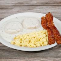 Power Breakfast · 2 eggs, 2 bacon, or 2 sausages, and choice of 1 of the items.