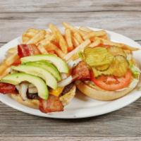 Build Your Own Burger · Served on homemade buns with lettuce, tomatoes, onions, and pickles with your choice of a si...