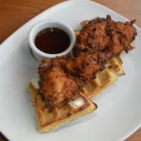 Chicken & Waffles · Spicy bourbon maple syrup 