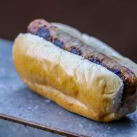 Authentic German Bratwurst Basket · Real German Bratwurst, served with seasoned fries. Get a second brat for just $2 more.