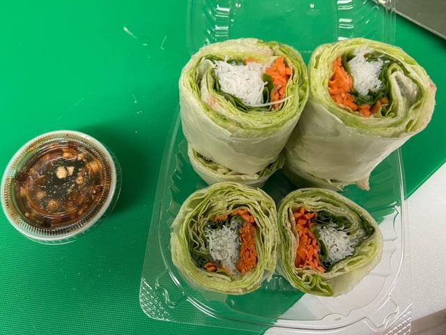 Summer Roll · Lettuce, carrot, cucumber, basil, in soft rice paper wrap served with hoisin sauce and peanut.