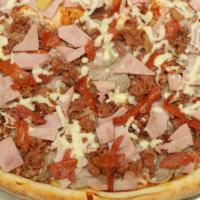 Meat Lovers Pizza · Crispy bacon, ham, sausage and pepperoni.