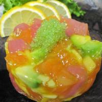 Mango Tango · Mixed tuna, salmon avocado and mango chunks with mango sauce.