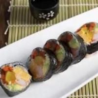 Futo Maki Roll · Crabmeat, vegetable, egg and tobiko.
