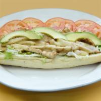 Pollo Loco on a Hero · Grilled chicken, pepper jack cheese, avocado, lettuce and tomato, chipotle mayo.
