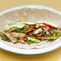 California Chicken Wrap · Grilled chicken, avocado, peppers, lettuce, tomato and honey mustard.