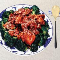A5. Sesame Chicken · Served with white rice.