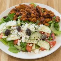 Mediterranean Salad · Lettuce, tomato, cucumber, feta cheese and olives.
