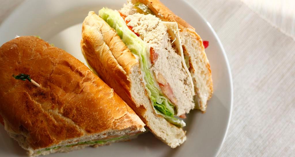 Tuna Sandwich · Served with lettuce, tomato and choice of mayo or hummus