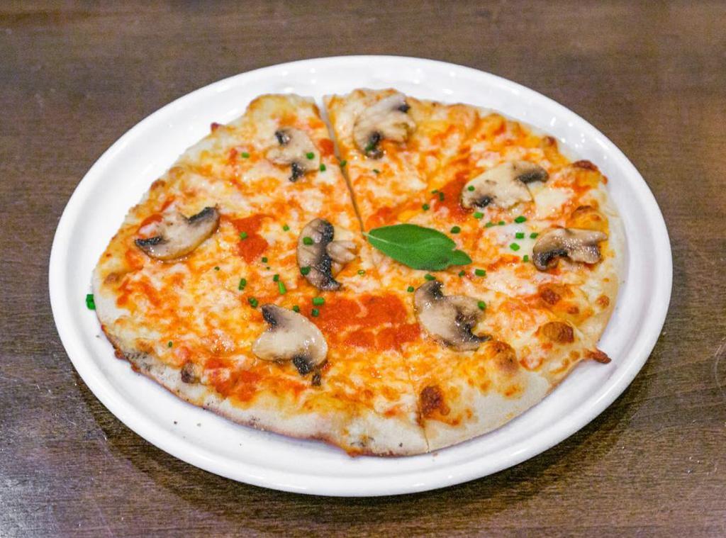 Mushroom Pizza · Tomato sauce, mozzarella cheese, fresh chopped, mushrooms.
