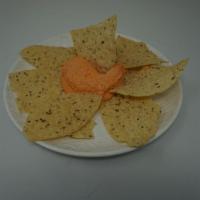 Pimento Cheese Dip · Homemade pimento cheese dip with crispy garbonzo bean chips.

GLUTEN FREE - VEGETARIAN - SPICY